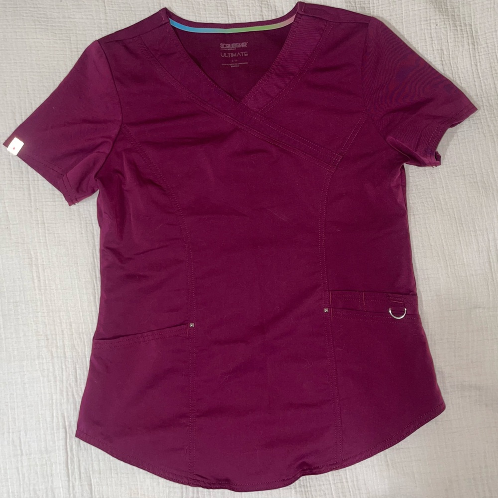 Scrubstar Purple Fitted Short Sleeve Blouse